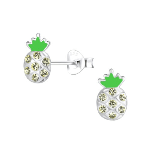 Pineapple Crystal Sterling Silver Earrings